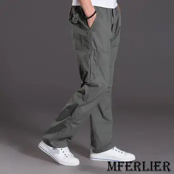 есенно-летни Мъжки панталони-карго джобове с цип, памучни панталони в стил сафари, големи размери 13XL, панталони оверсайз, директни армейските зелени панталони
