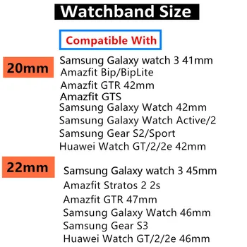 каишка 20 мм/22 мм за Samsung Galaxy Watch 3 Active 2 46 мм 42 мм S3 Frontier S2 classic amazfit bip Huawei watch GT /2 /2e/Pro band