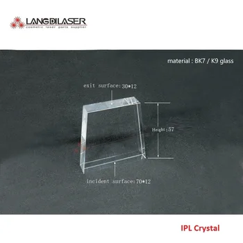 трапециевидный световодный crystal 70*12 + 30*12 височина: 57 мм , трапециевидная призма IPL, кристален прозорец лазерно обнародването IPL ,