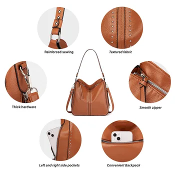 Модерна чанта-тоут с нитове, Дамски Чанти-тоут, Чантата на рамо и с Чанта, Комплект от 2 теми с Калъф, Чанта през Рамо от Изкуствена кожа